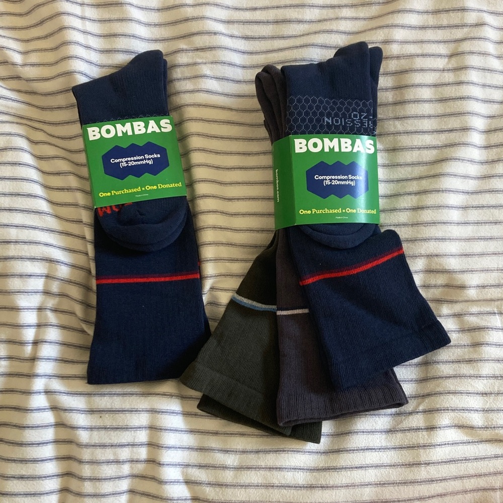 Bombas Men's Everyday Compression Socks 15-20mmHg 4 pair new